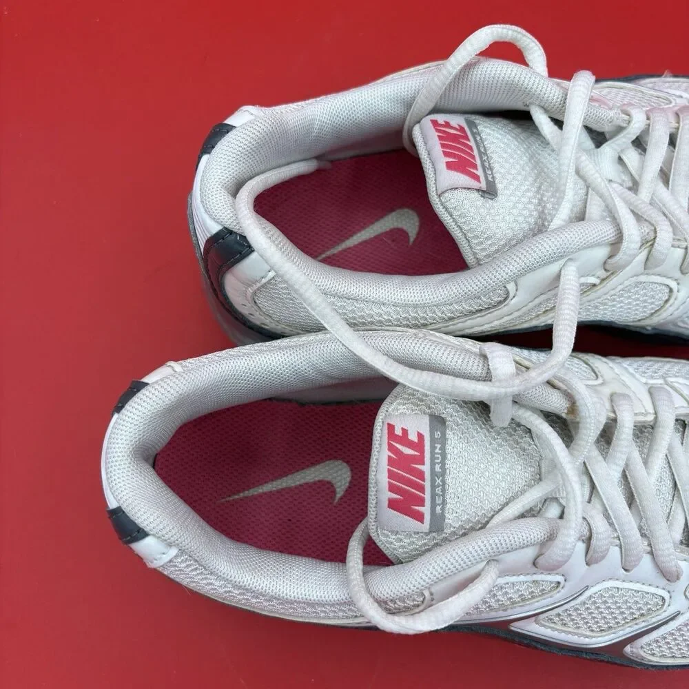 Nike Reax Run 5 Woman's Running Shoes White Silver Pink 407987-116 Size 7